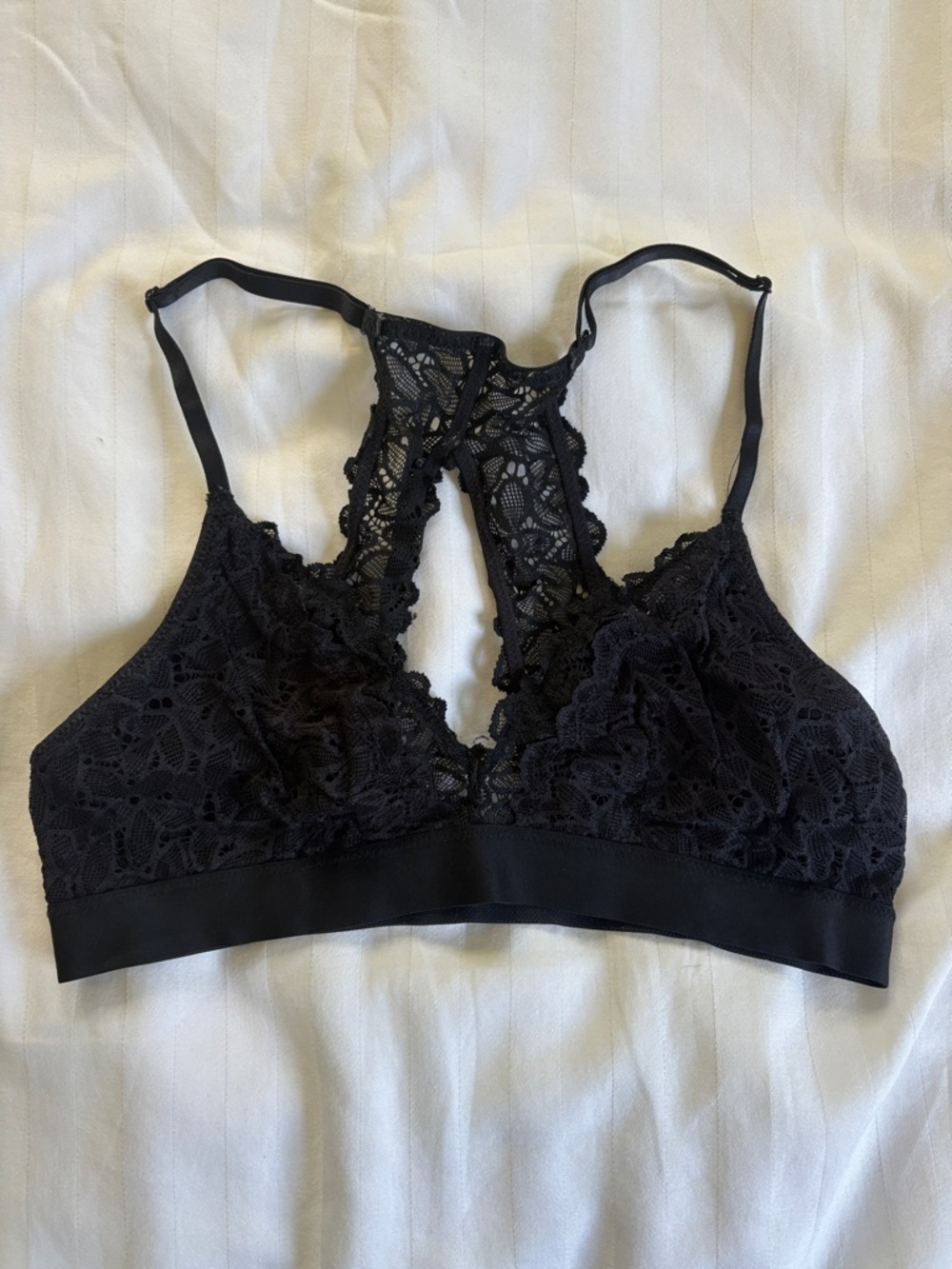 AERIE Black Lace Racerback Bralette - Women Intimates